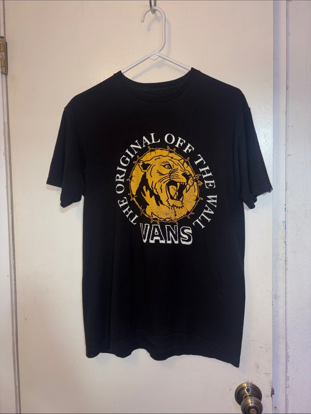 Vans Men's Black Graphic Tee with Gold Tiger Logo